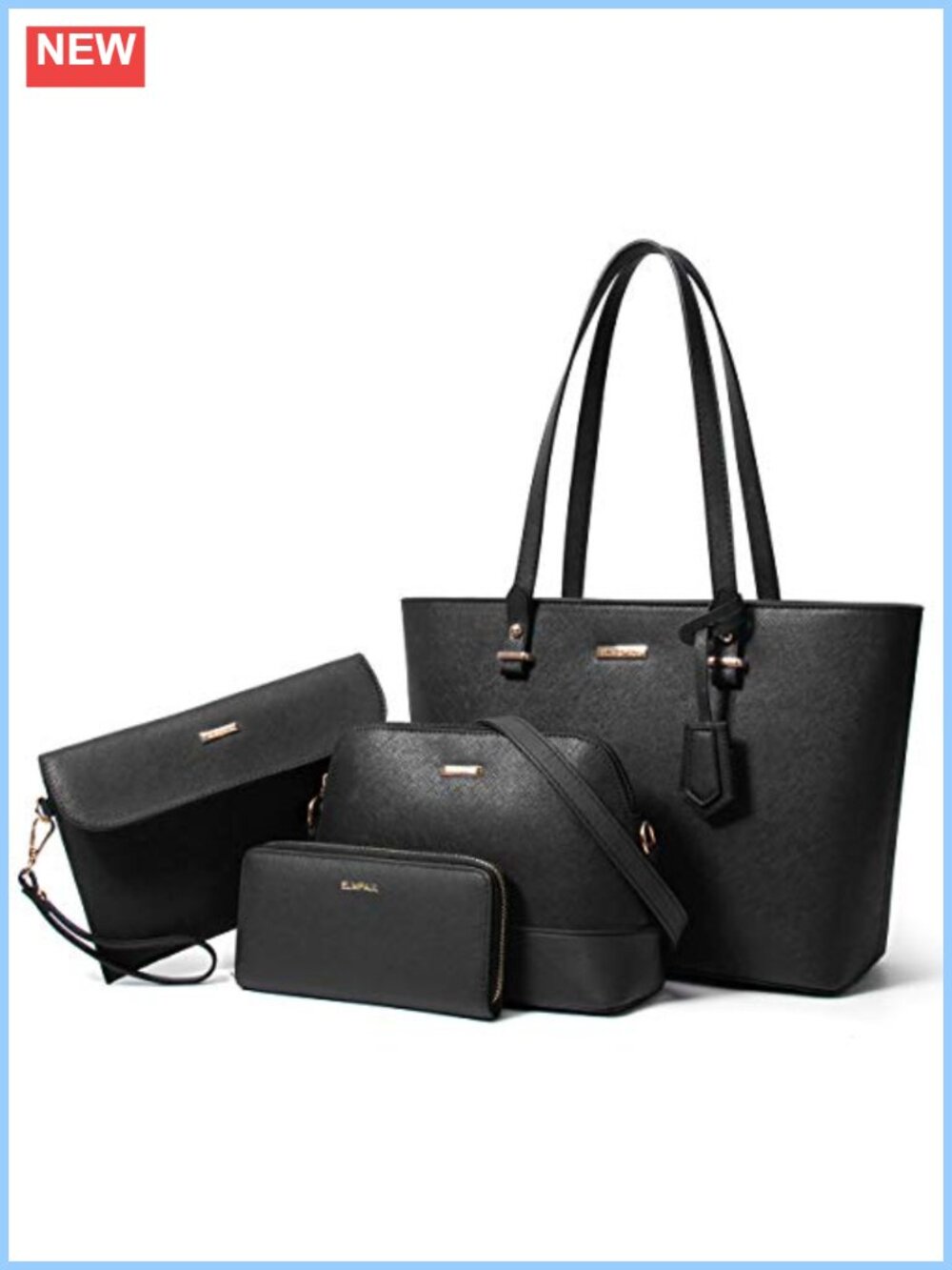 4pcs Satchel Handbag Set with Messenger Bag Wallet Card Holder